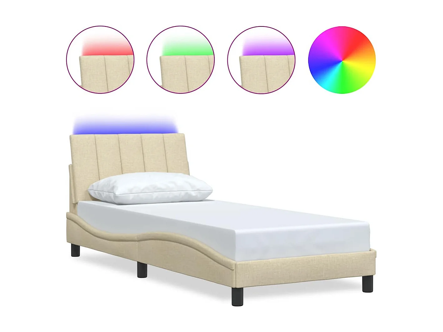 Bedframe zonder matras "Hanko" 80x200 cm stof crèmekleurig