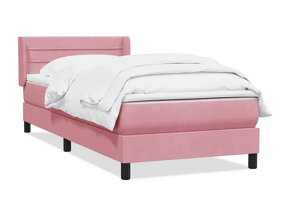 Sommier à lattes de lit avec matelas rose 90x210 cm velours