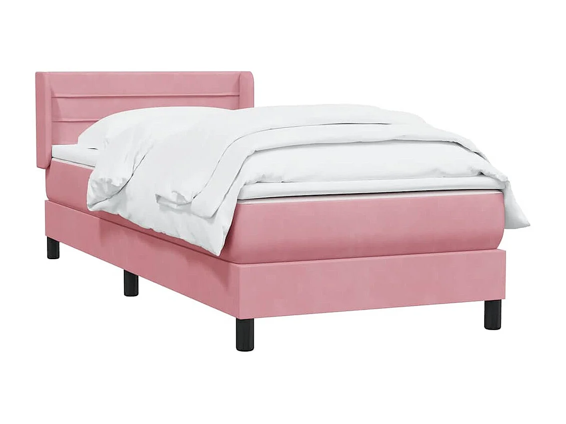 Sommier à lattes de lit avec matelas rose 90x210 cm velours