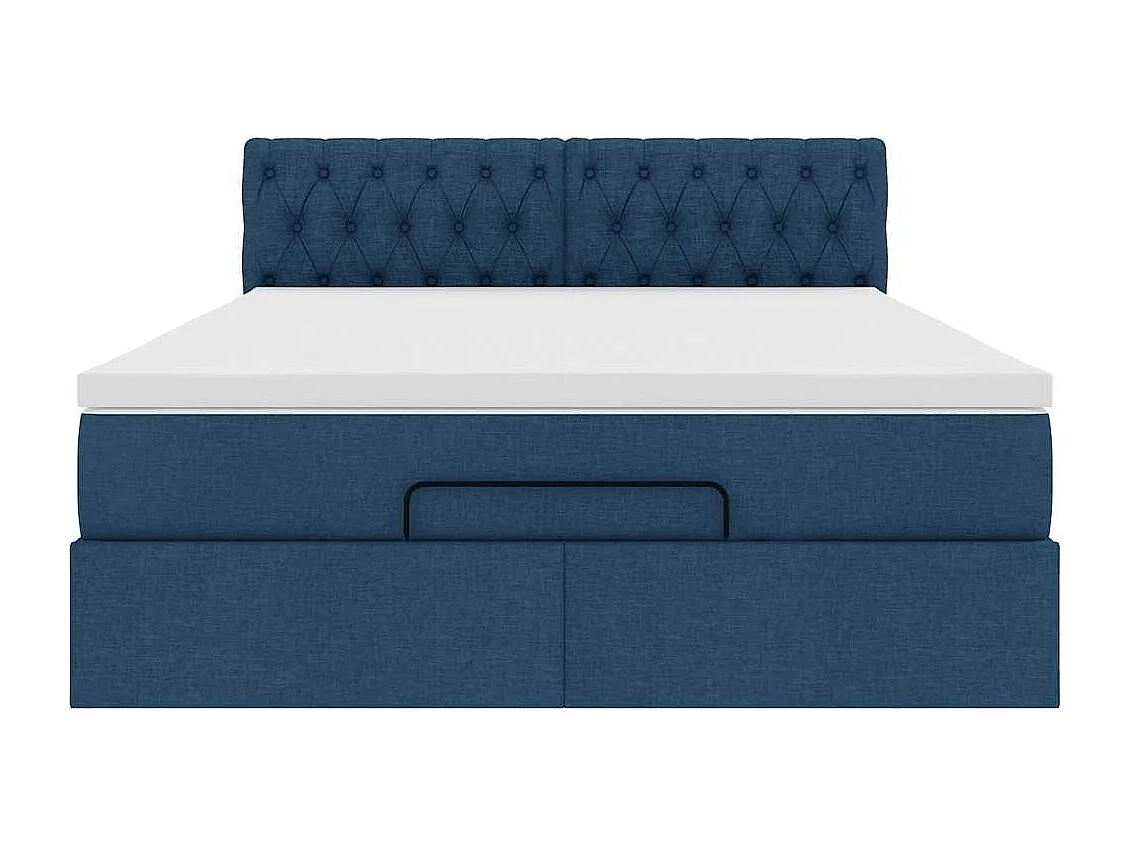 Lit ottoman avec matelas bleu 140x190 cm tissu