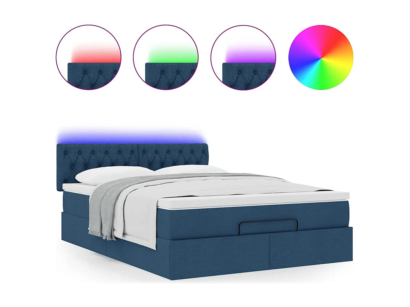 Cama otomana com colchão 140x190 cm tecido azul