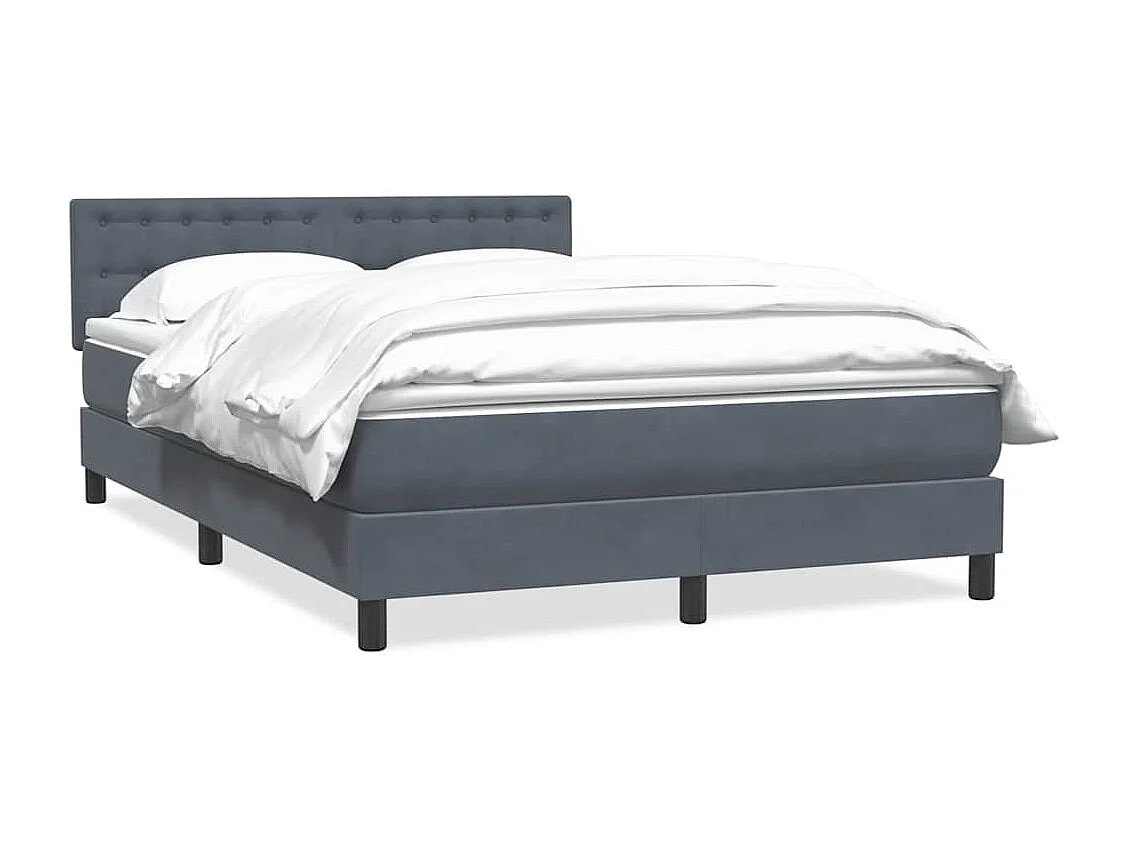 Cama box spring con colchón terciopelo gris oscuro 140x220 cm