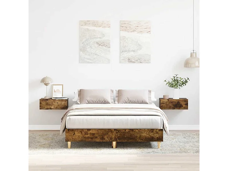 Estructura de cama sin colchón madera roble ahumado 120x200 cm