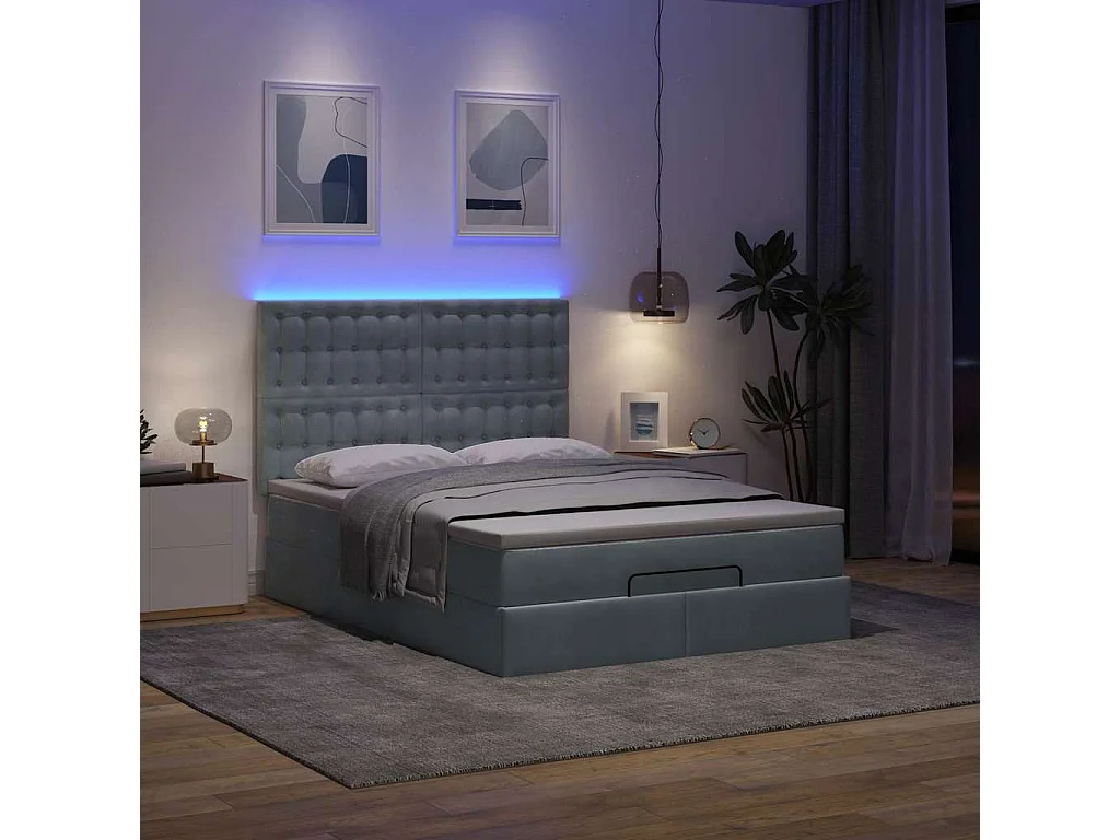 Estructura cama otomana con colchones gris oscuro 140x200cm