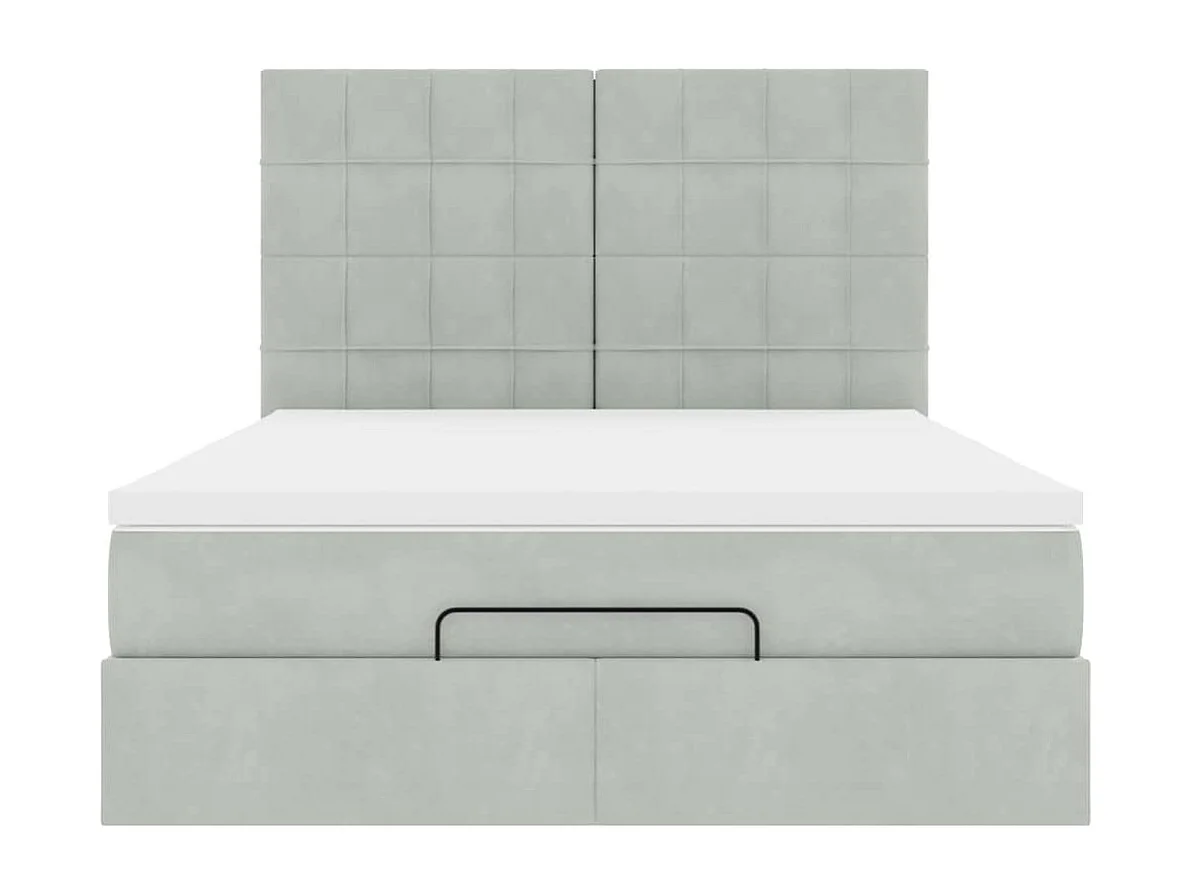 Estructura cama otomana con colchones gris claro 140x200cm