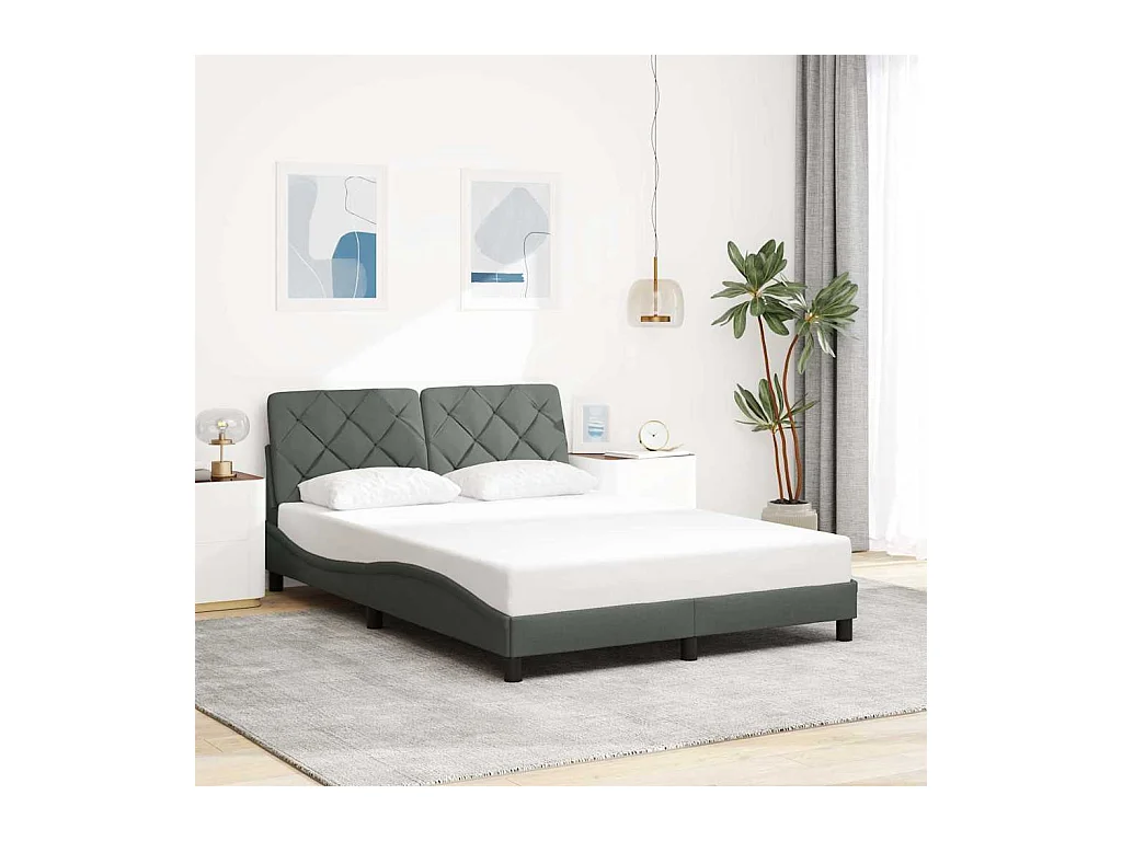 Estructura de cama sin colchón tela gris oscuro 140x200 cm