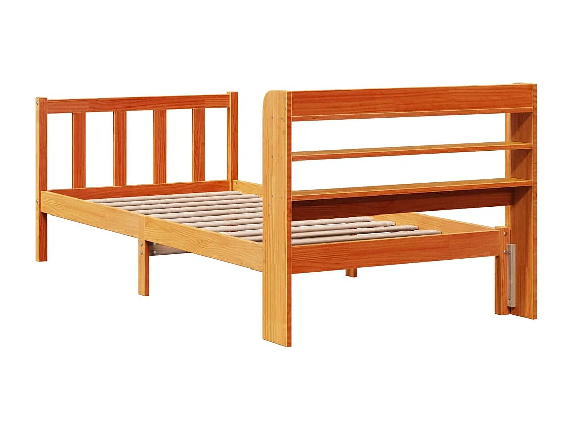 Cadre de lit avec tête de lit sans matelas cire marron 75x190cm