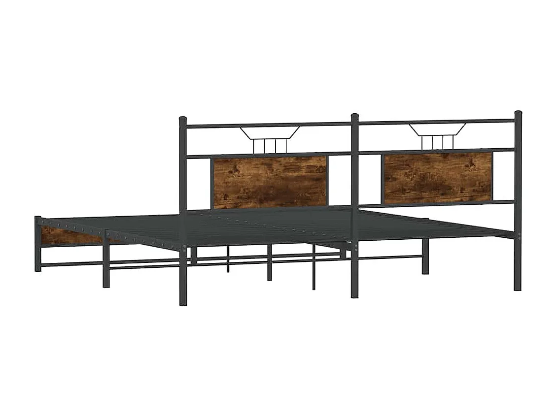 Cadre de lit en métal sans matelas chêne fumé 183x213 cm