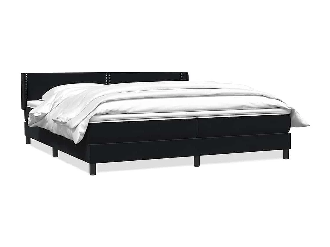 Cama box spring con colchón terciopelo negro 180x220 cm