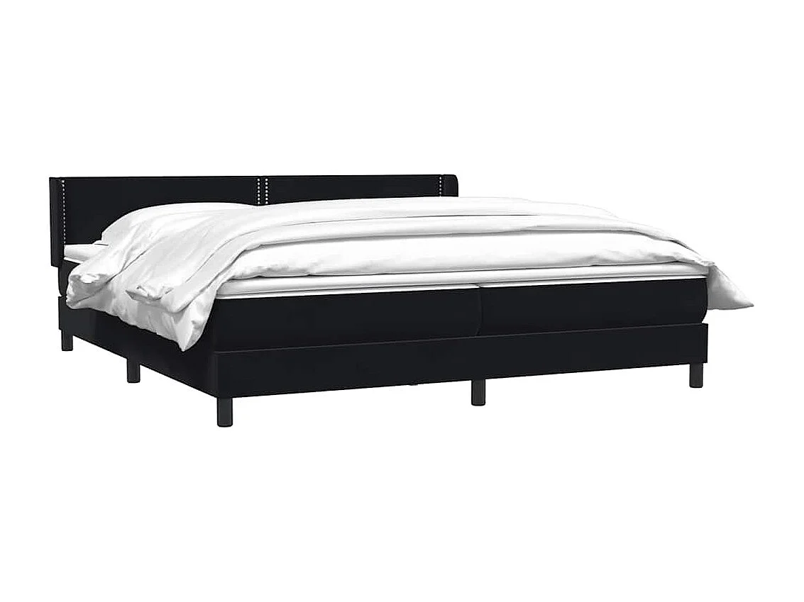 Cama box spring con colchón terciopelo negro 180x220 cm