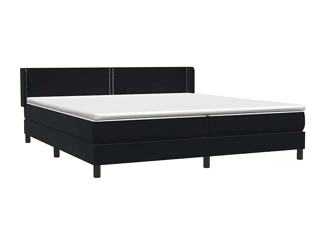 Cama box spring con colchón terciopelo negro 180x220 cm