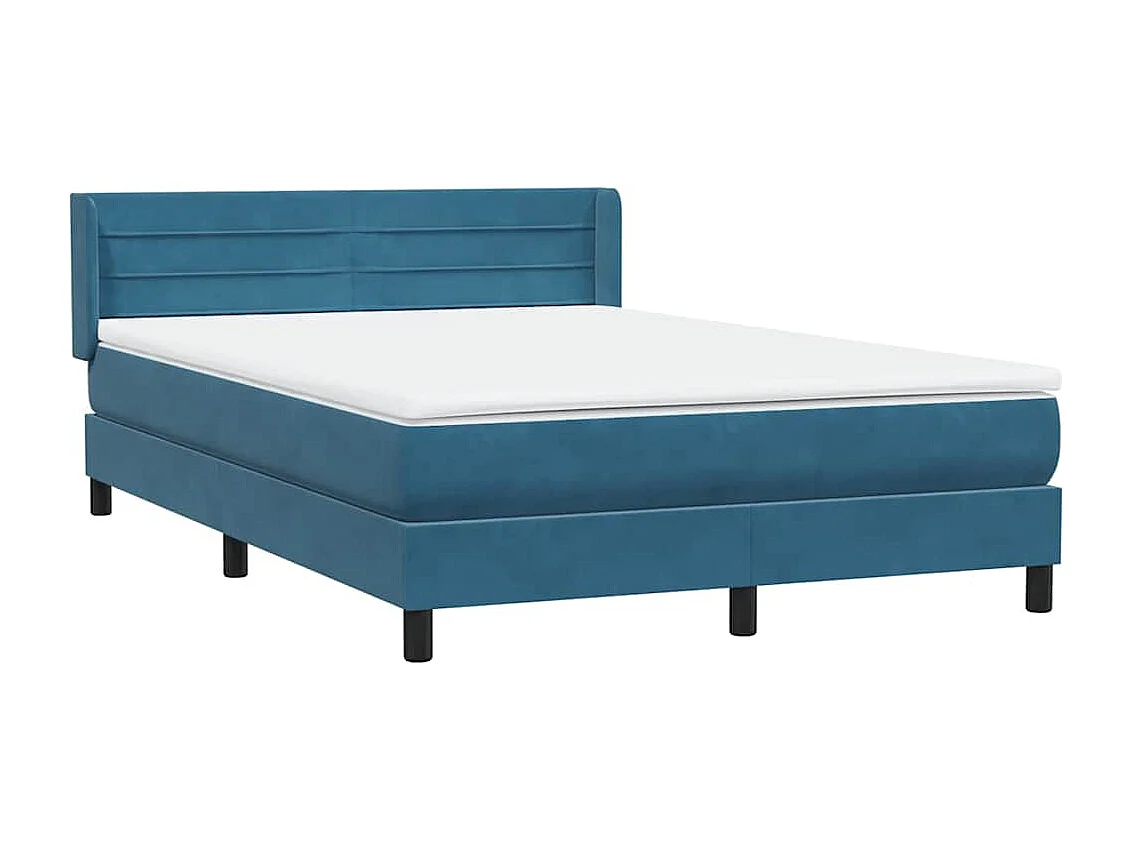 Cama box spring com colchão 160x210 cm veludo azul escuro