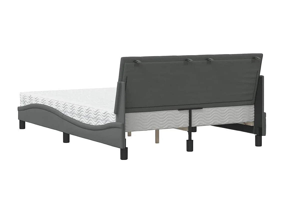 Lit avec matelas gris foncé 140x190 cm tissu