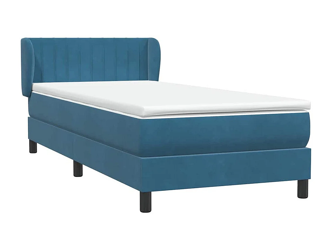 Cama com molas/colchão azul-escuro 90x210 cm veludo