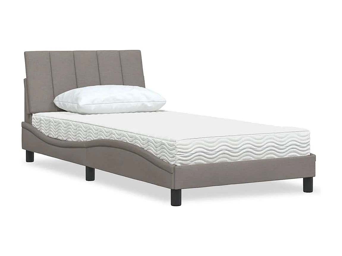 Bed met matras "Hanko" stof taupe 100x200 cm