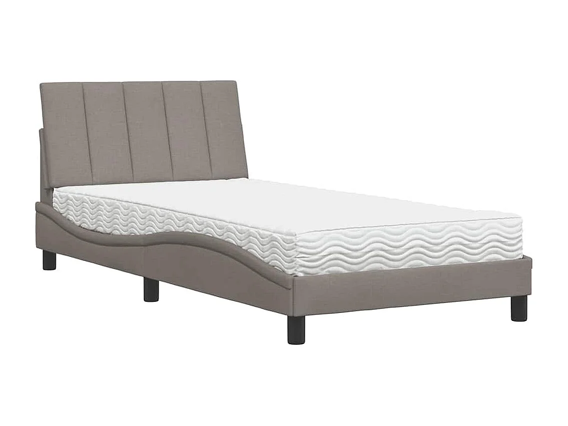 Bed met matras "Hanko" stof taupe 100x200 cm