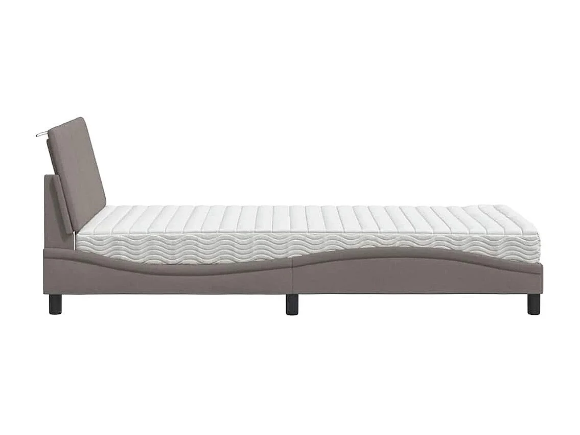 Bed met matras "Hanko" stof taupe 100x200 cm