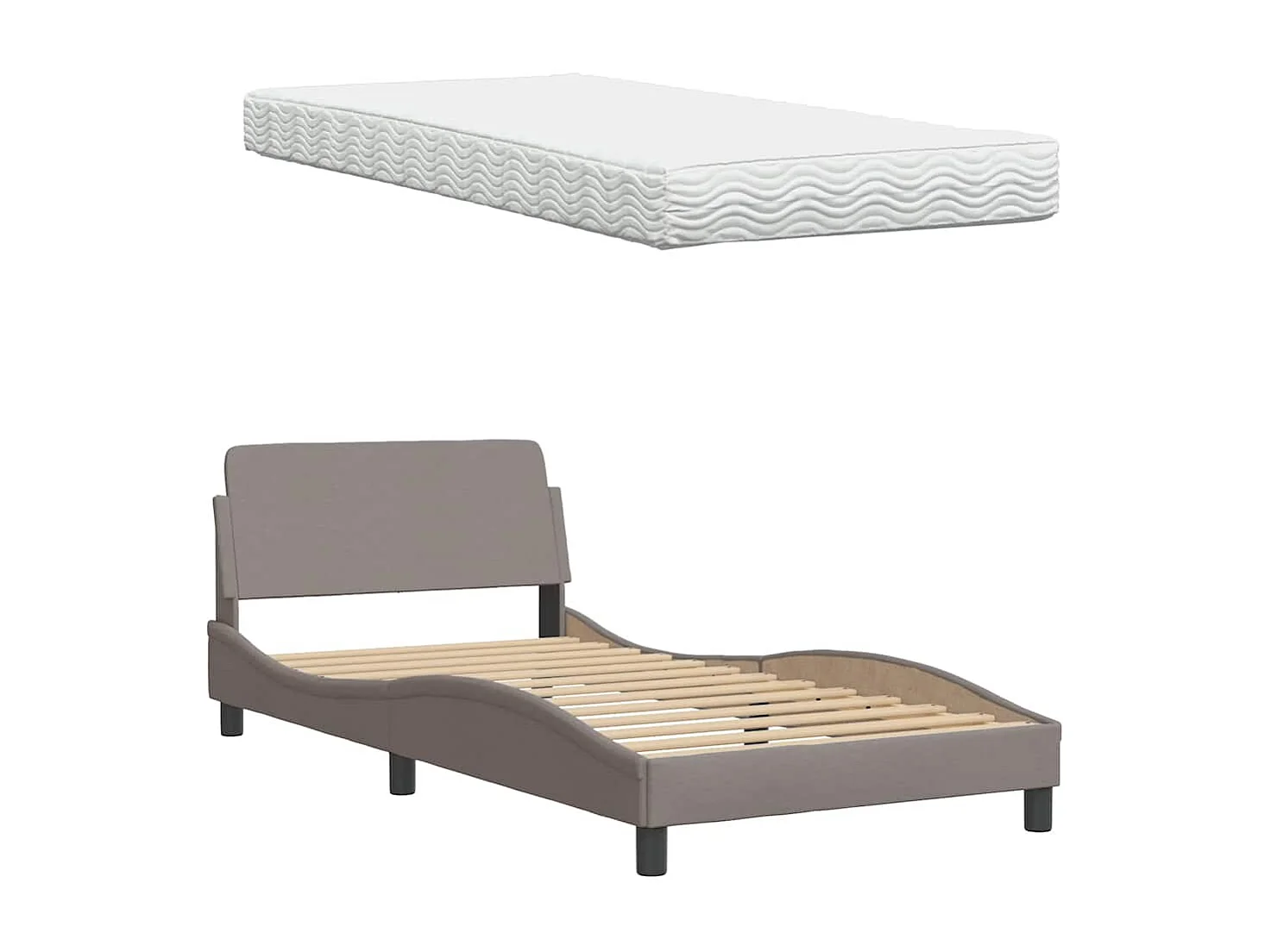 Bed met matras "Hanko" stof taupe 100x200 cm