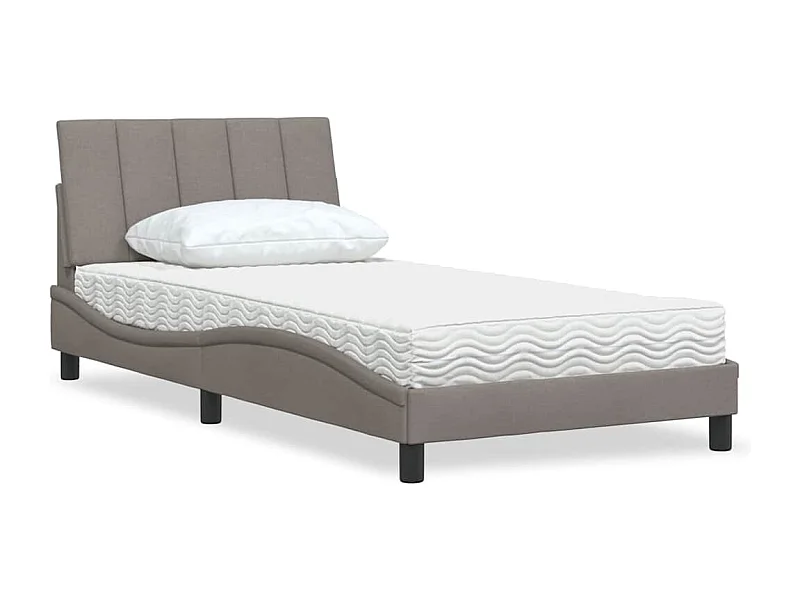 Bed met matras "Hanko" stof taupe 100x200 cm