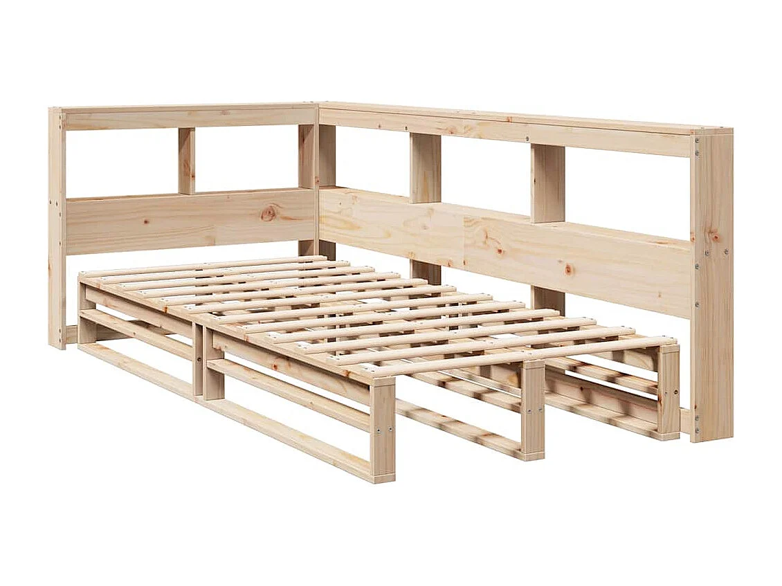 Lit bibliothèque sans matelas 100x200 cm bois massif de pin