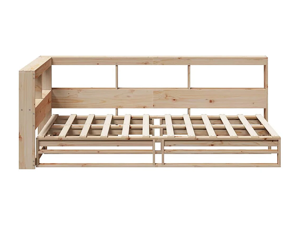 Lit bibliothèque sans matelas 100x200 cm bois massif de pin