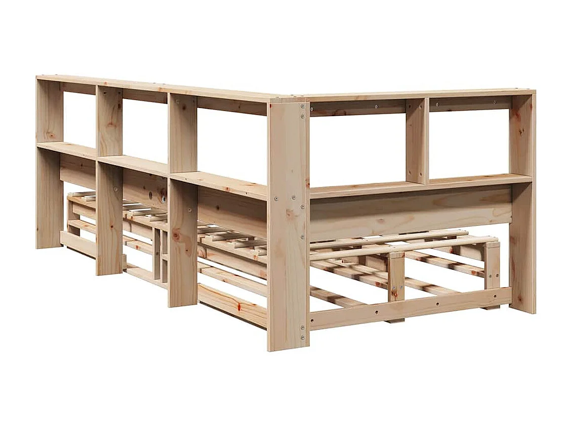 Lit bibliothèque sans matelas 100x200 cm bois massif de pin