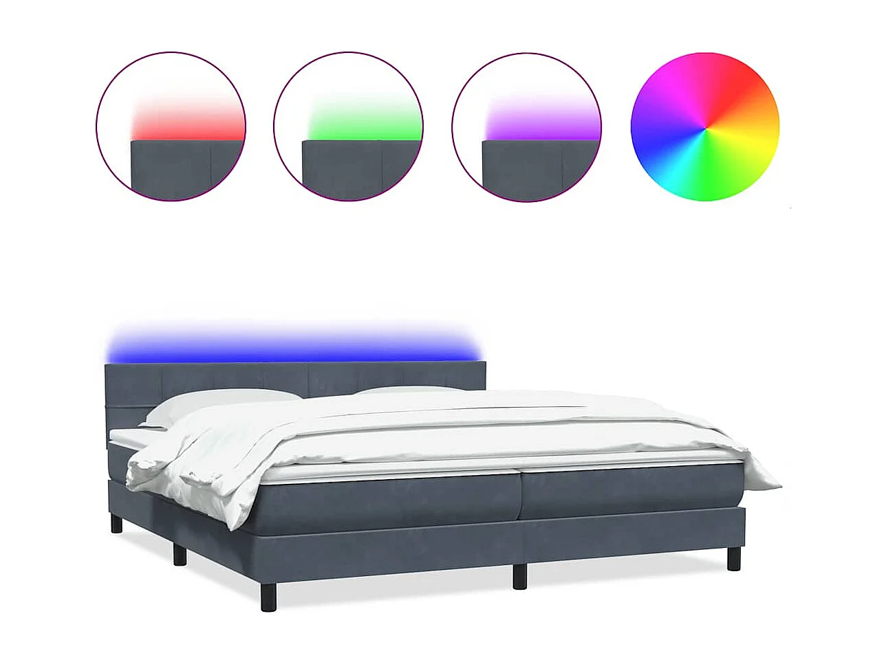 Cama com molas/colchão 180x210 cm veludo cinzento-escuro