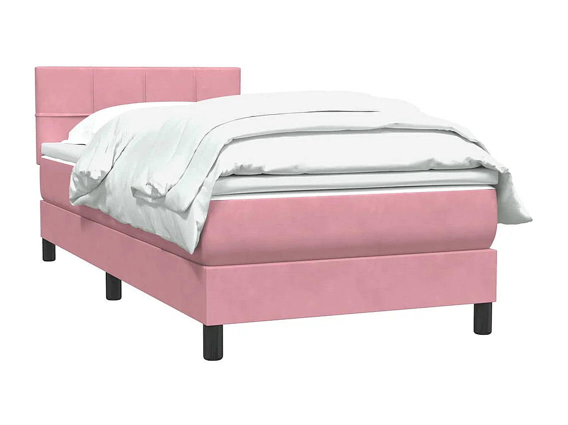 Cama box spring con colchón terciopelo rosa 90x210 cm