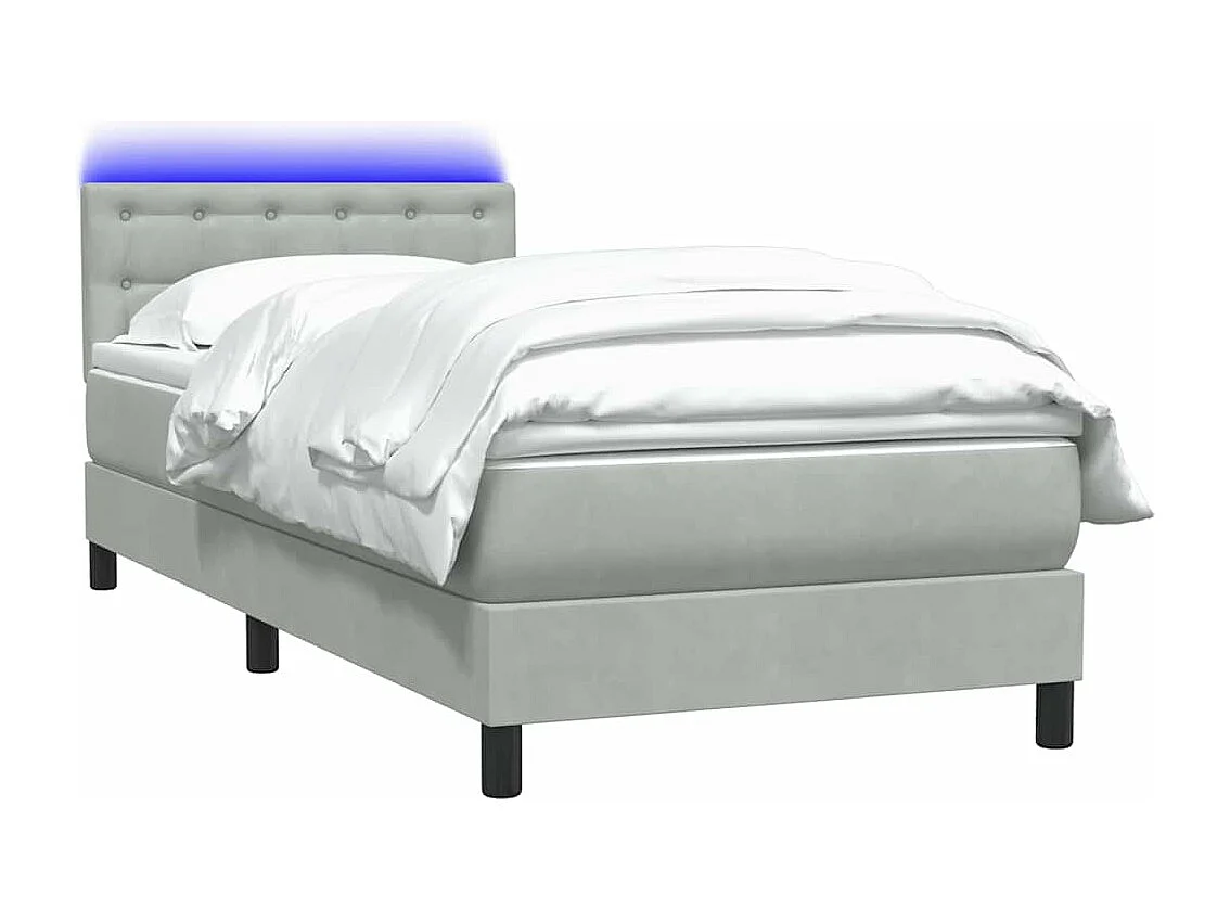 Boxspring met matras fluweel lichtgrijs 90x210 cm