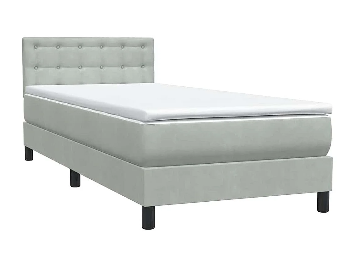 Boxspring met matras fluweel lichtgrijs 90x210 cm