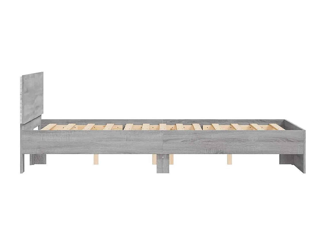 Estrutura cama com cabeceira/luzes LED 140x200cm cinzento sonoma
