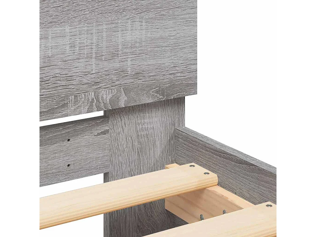 Estrutura cama com cabeceira/luzes LED 140x200cm cinzento sonoma