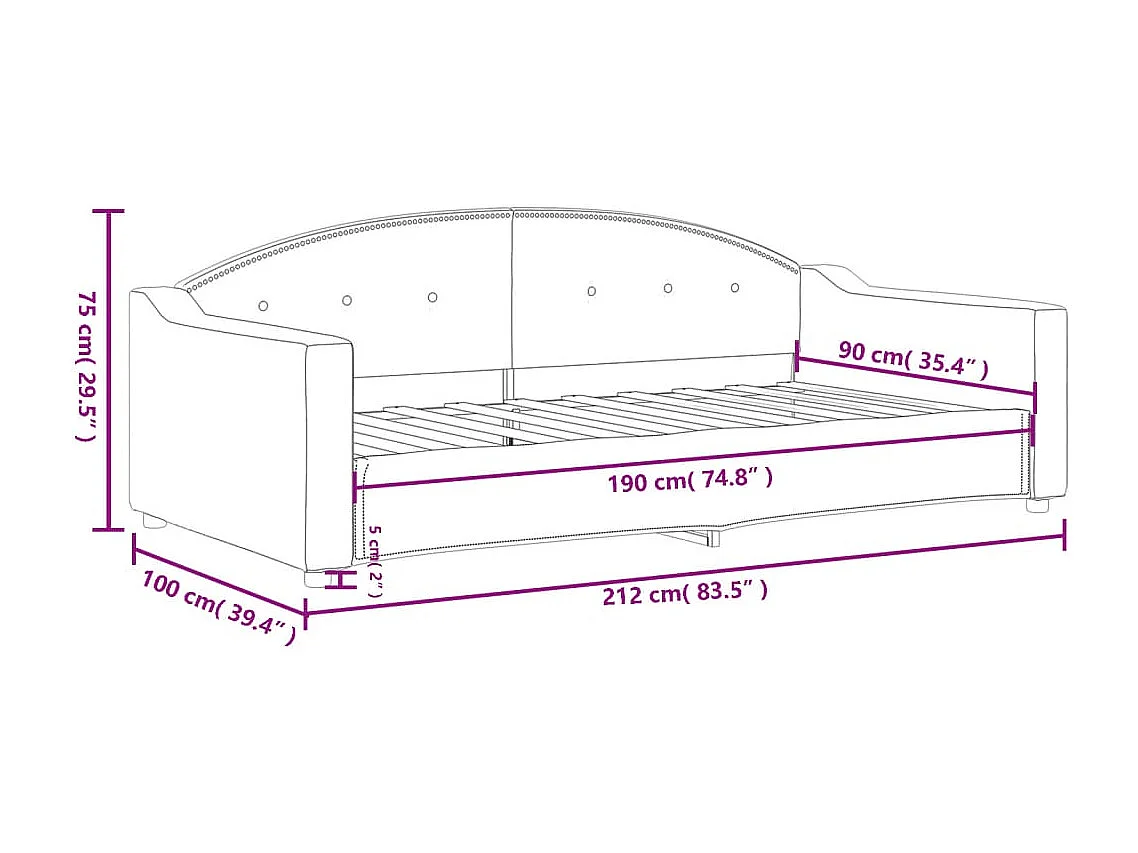 Sofá-cama 90x190 cm tecido preto