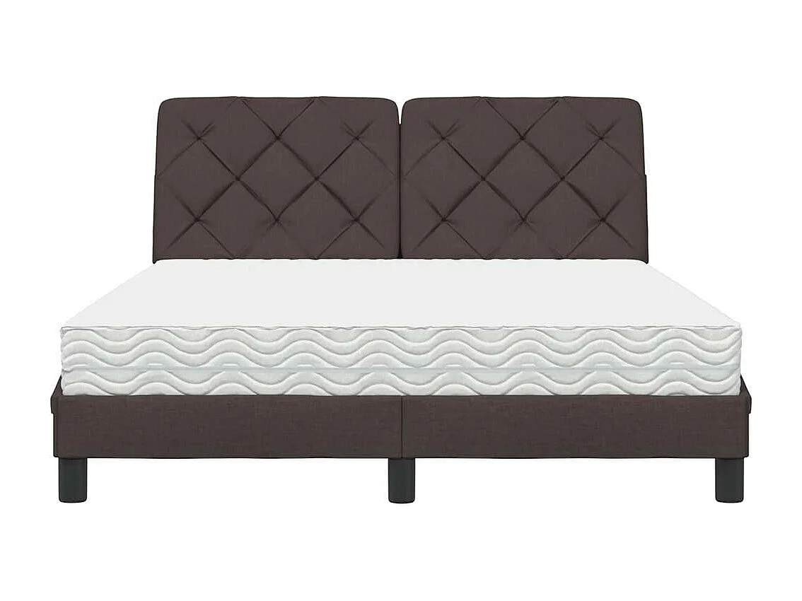 Lit avec matelas marron foncé 140x200 cm tissu