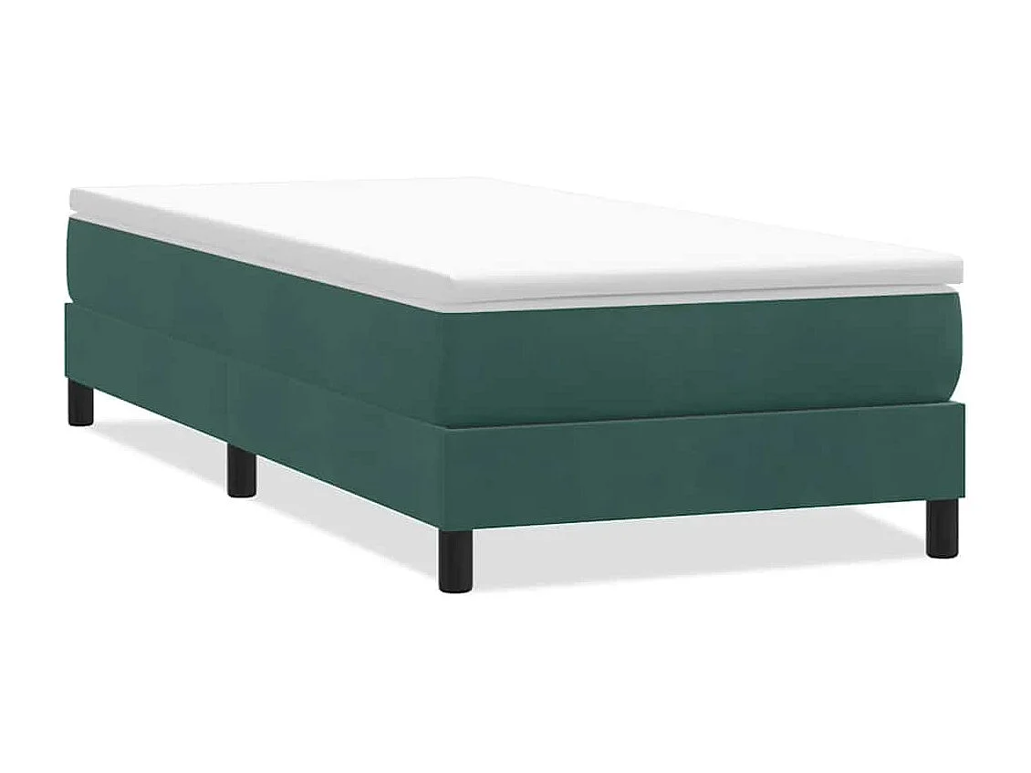 Cama box spring sin colchón terciopelo verde oscuro 90x210 cm