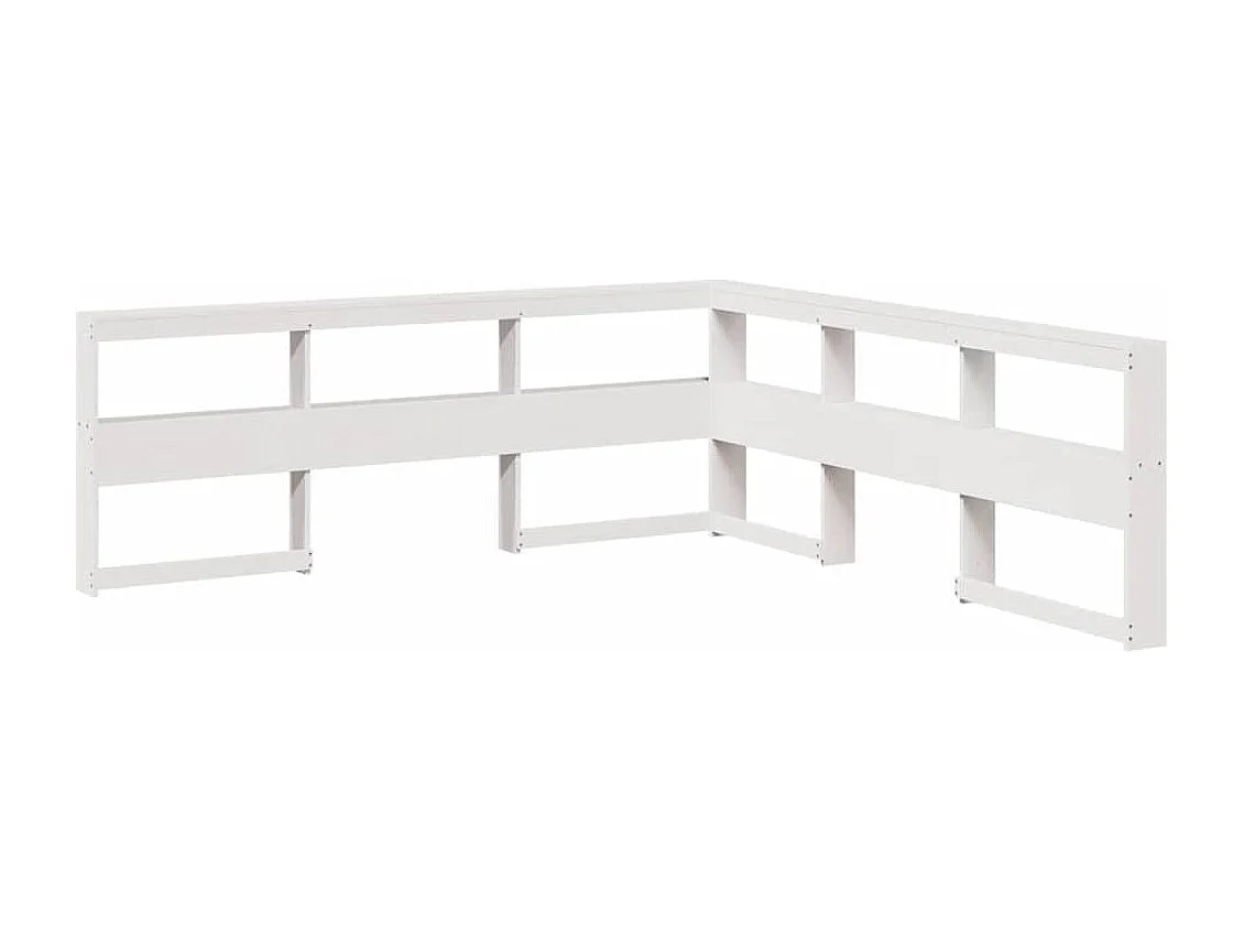 Lit bibliothèque sans matelas blanc 200x200 cm bois pin massif