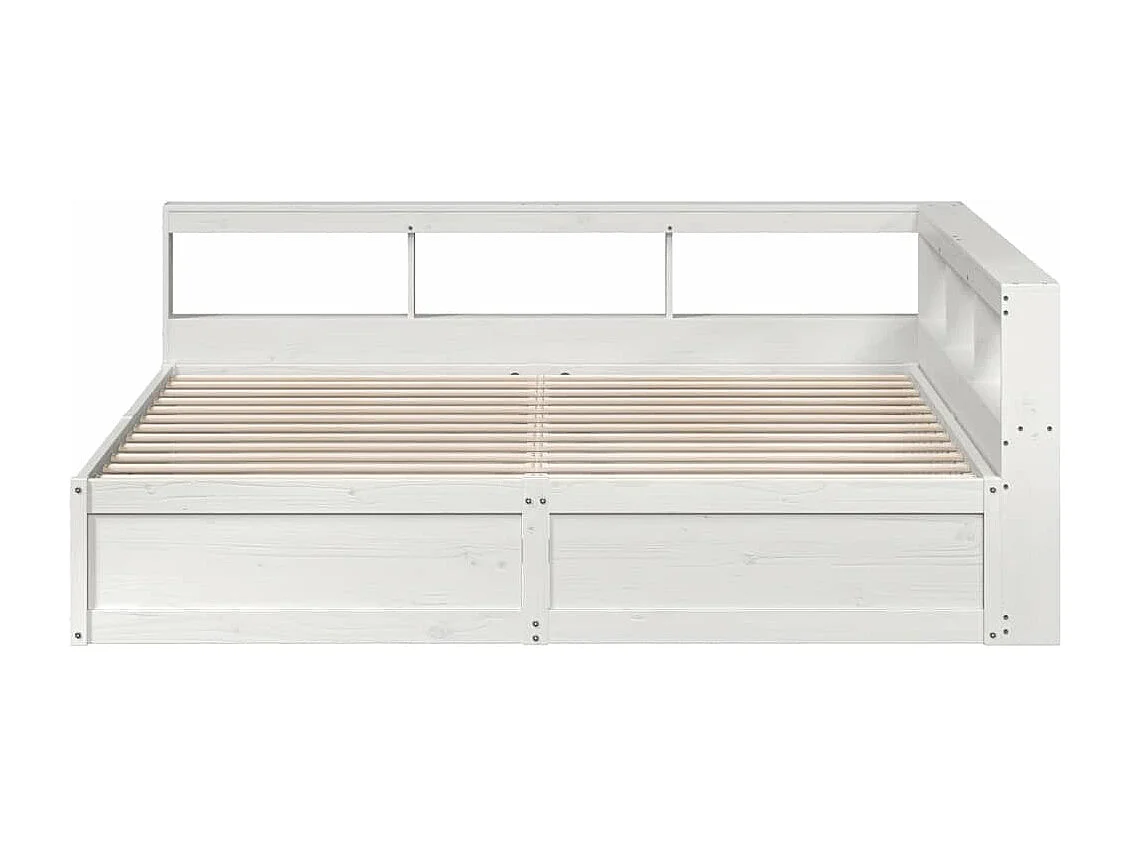 Cama com estante sem colchão 200x200 cm pinho maciço branco
