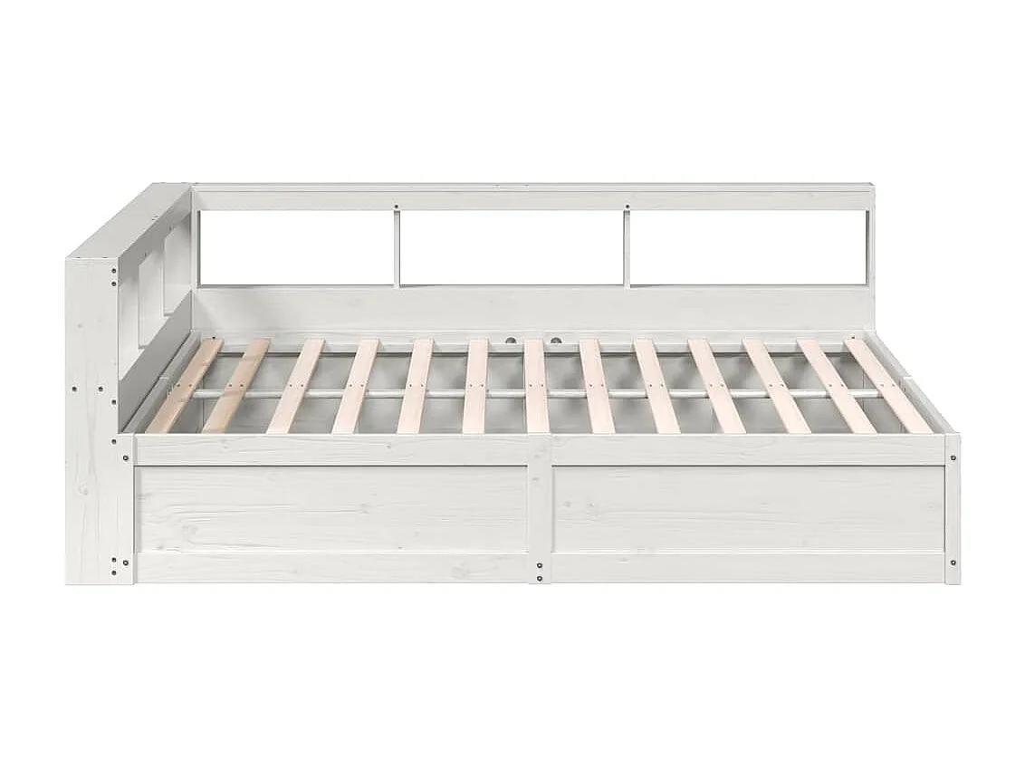 Cama com estante sem colchão 200x200 cm pinho maciço branco