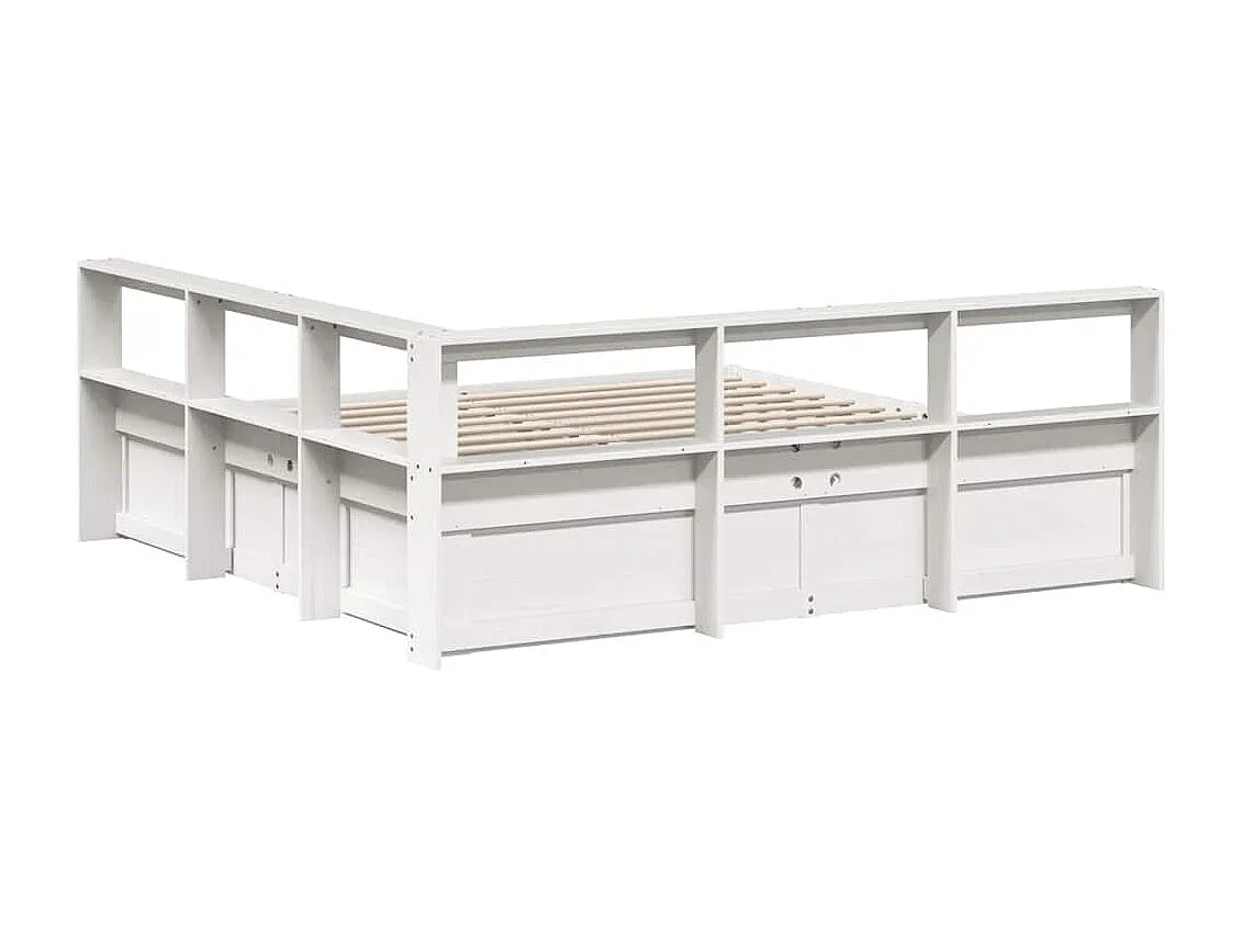 Cama com estante sem colchão 200x200 cm pinho maciço branco
