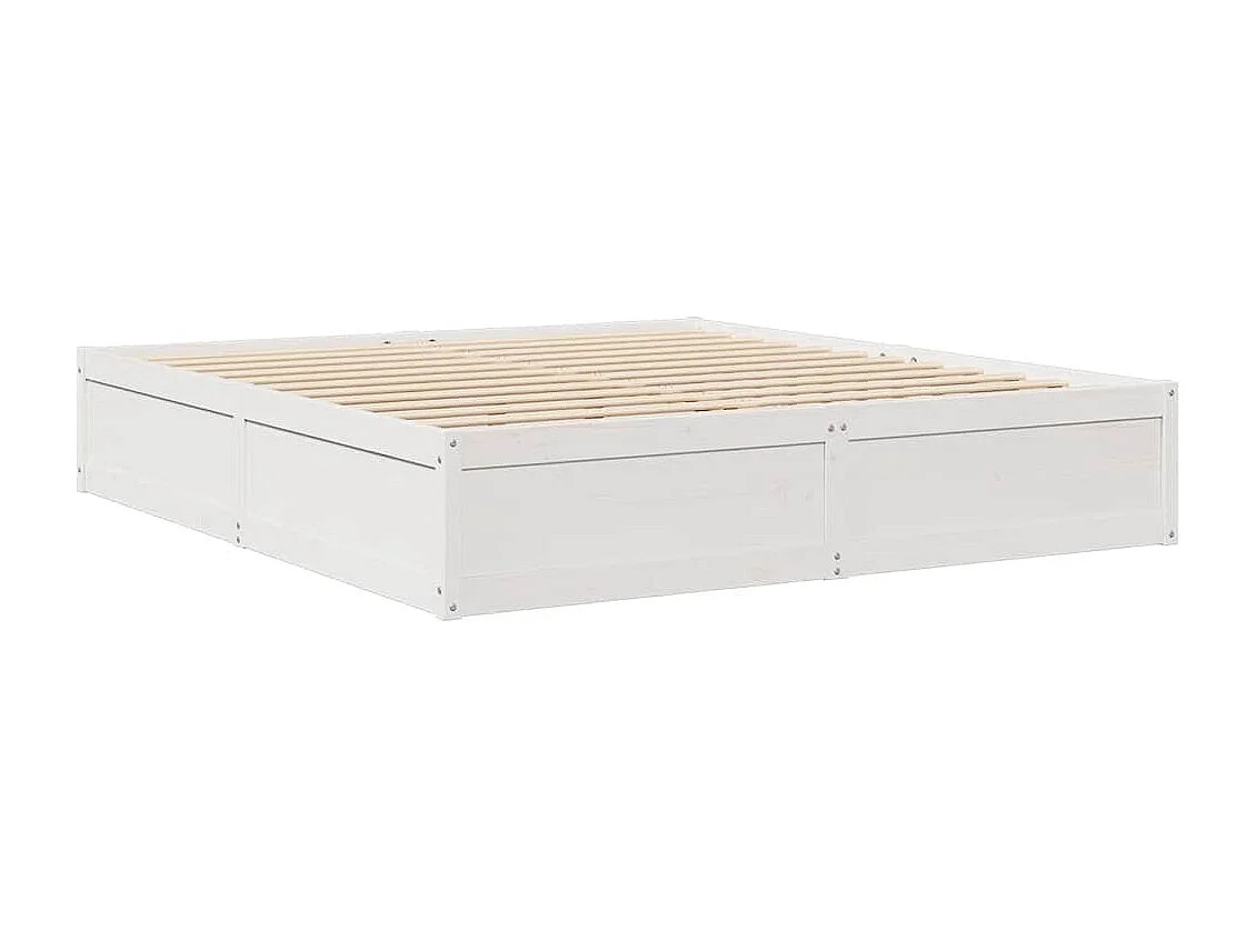 Cama com estante sem colchão 200x200 cm pinho maciço branco
