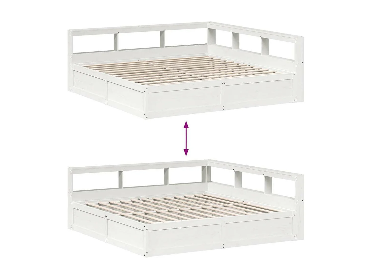 Cama com estante sem colchão 200x200 cm pinho maciço branco