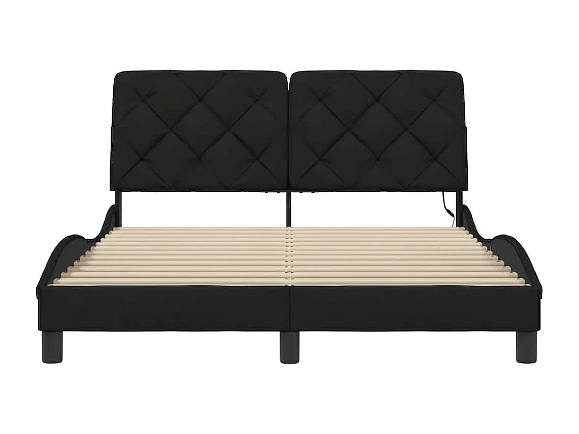 Cadre de lit avec LED sans matelas noir 120x200 cm tissu