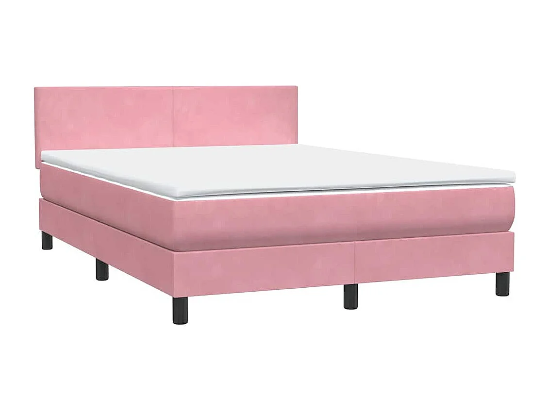 Cama box spring com colchão 160x210 cm veludo rosa