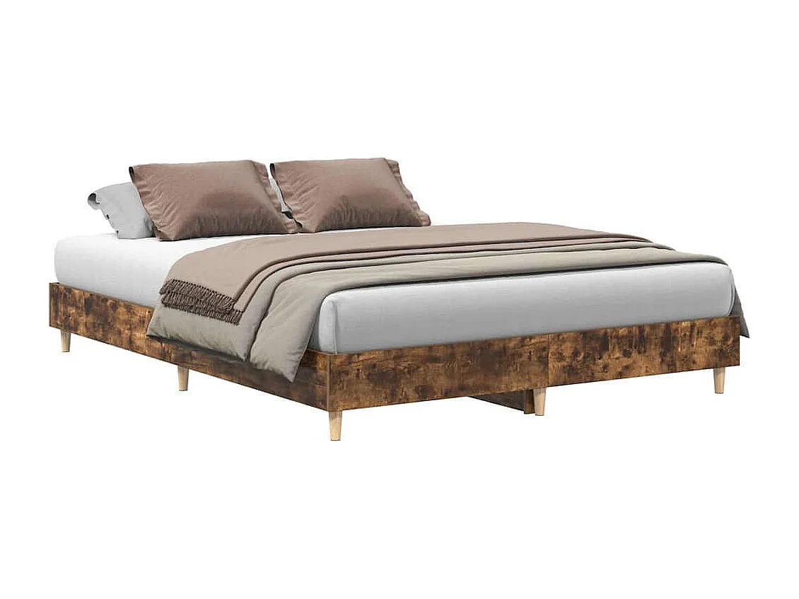 Cadre de lit sans matelas chêne fumé 150x200 cm bois ingénierie