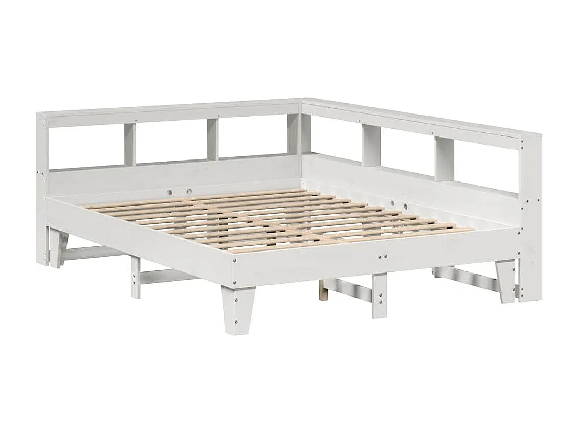 Lit bibliothèque sans matelas blanc 150x200 cm bois pin massif