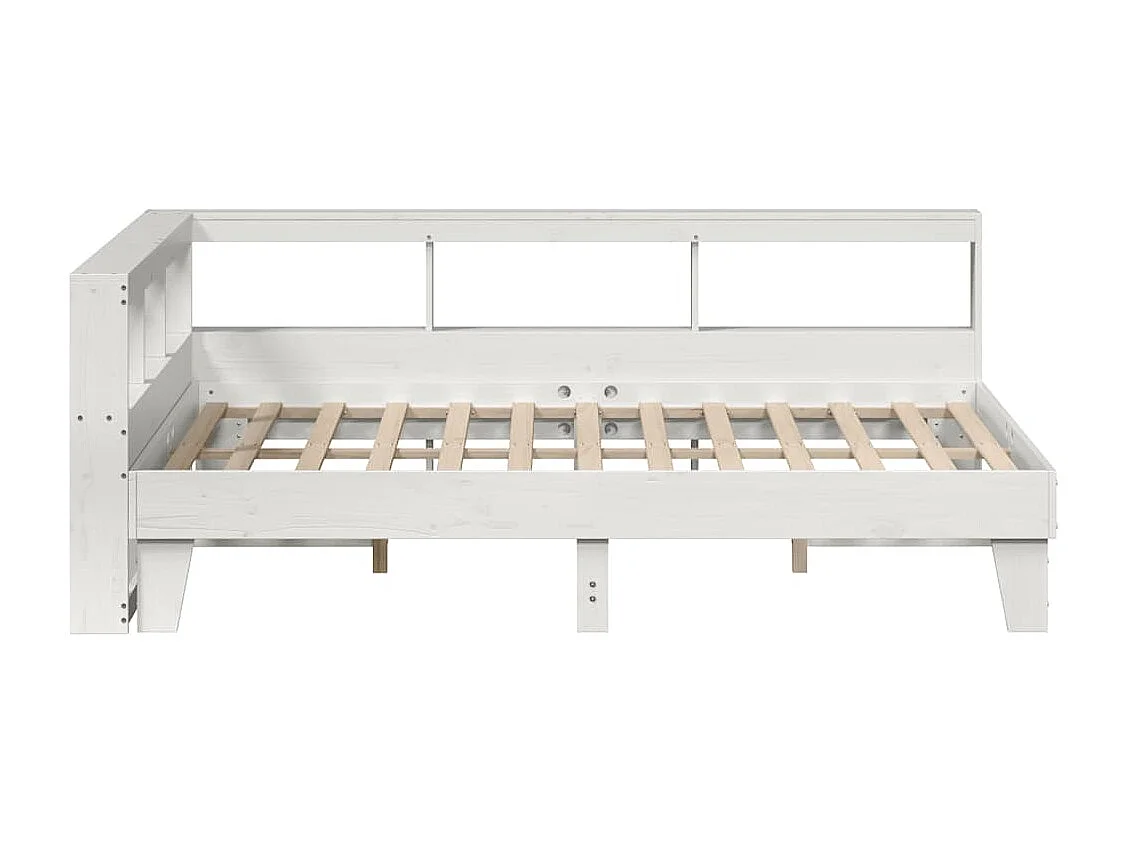 Lit bibliothèque sans matelas blanc 150x200 cm bois pin massif