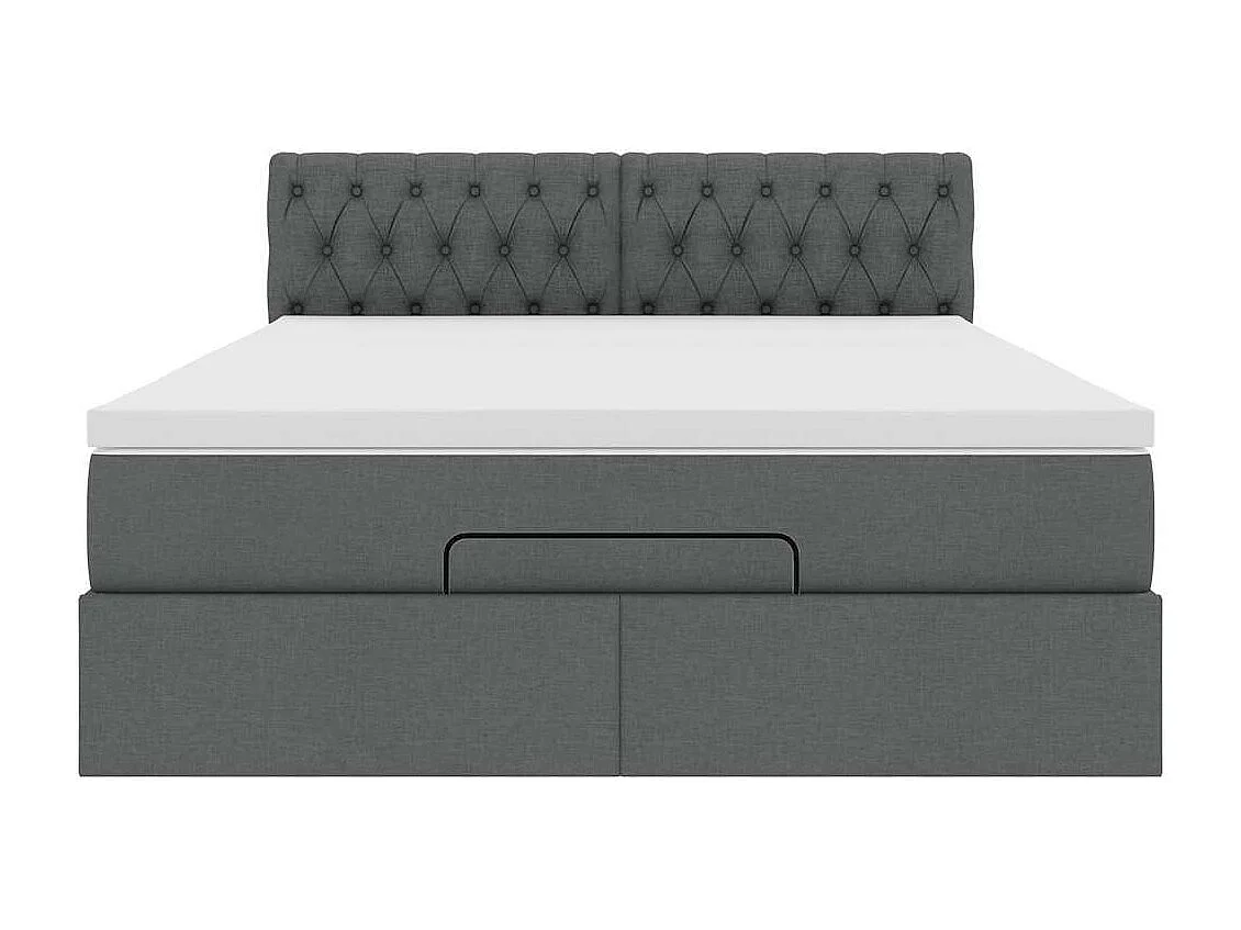 Lit ottoman avec matelas gris foncé 140x190 cm tissu