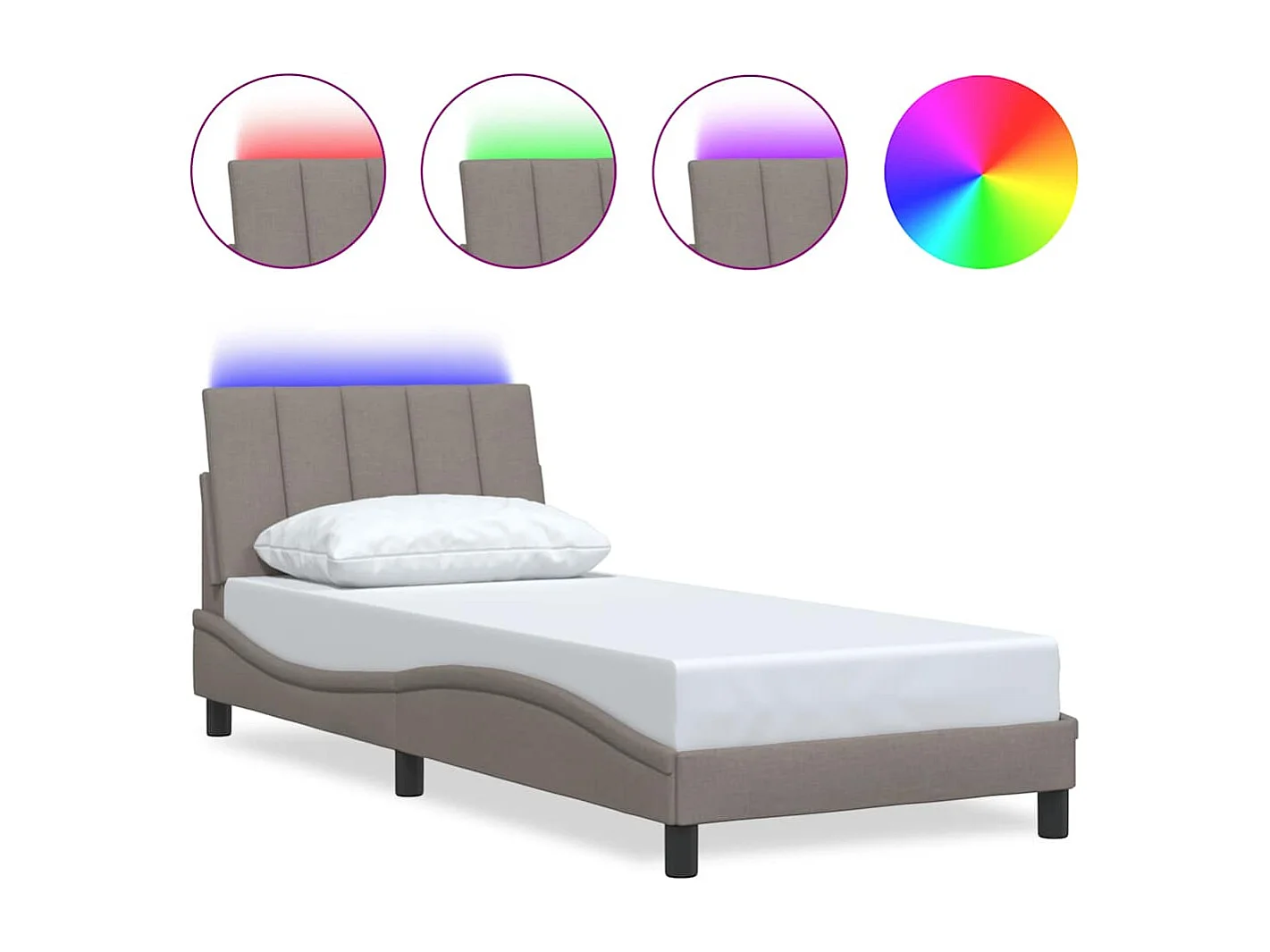 Cadre de lit sans matelas taupe 80x200 cm tissu