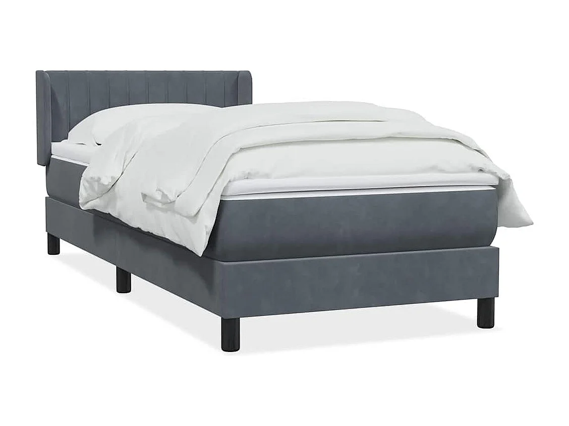 Boxspring met matras fluweel donkergrijs 90x210 cm