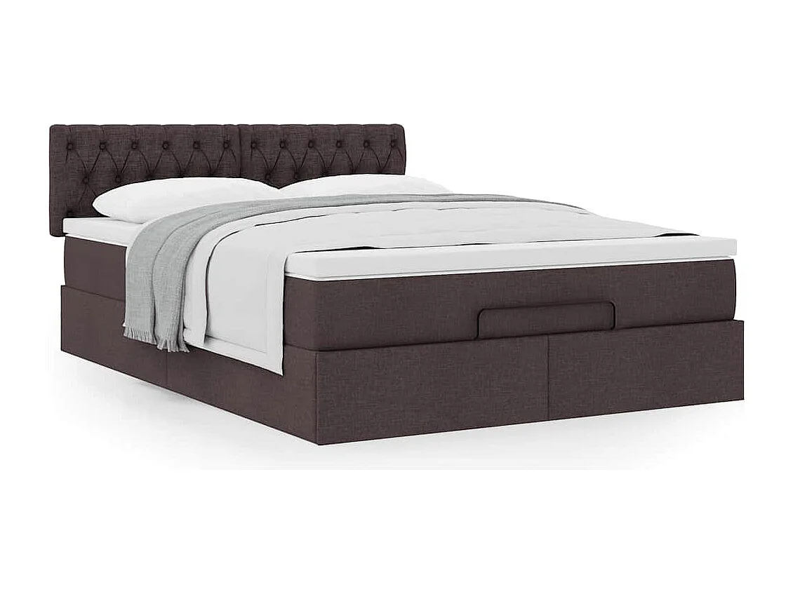 Estructura cama otomana colchón tela marrón oscuro 140x190cm